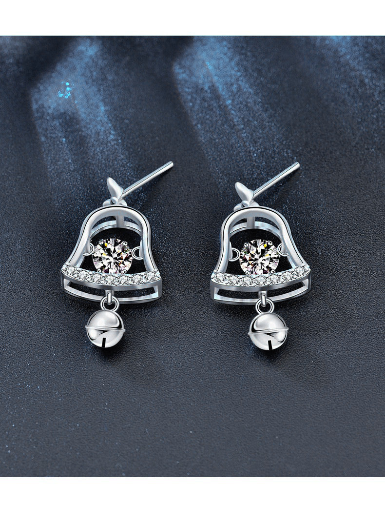 Mossianite Christmas Bell Earrings Stylish Tassel High-end Earrings 925 Pure Silver Cross-border Earrings