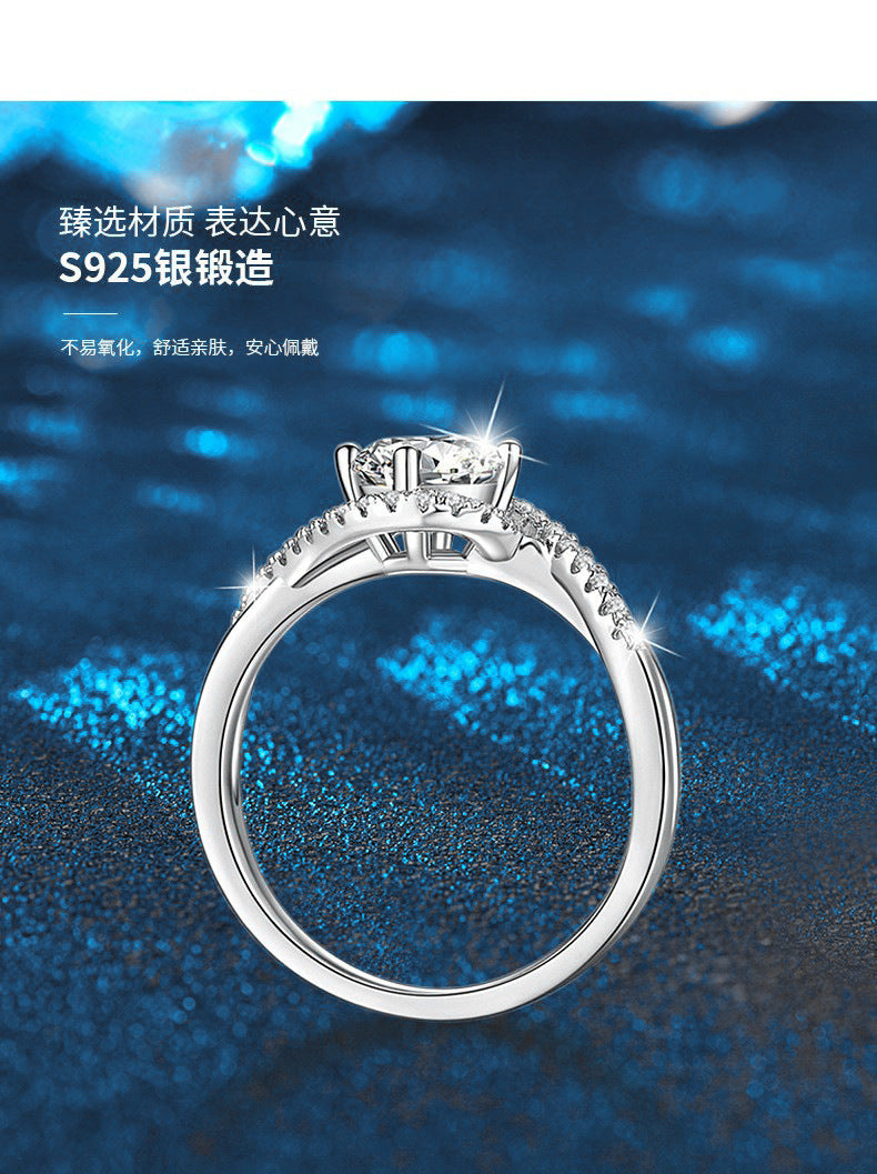 925 Silver Ring Moissanite European and American Style Decorative Ring Women's Trendy Product Cross-border Hot Sale Jewelry