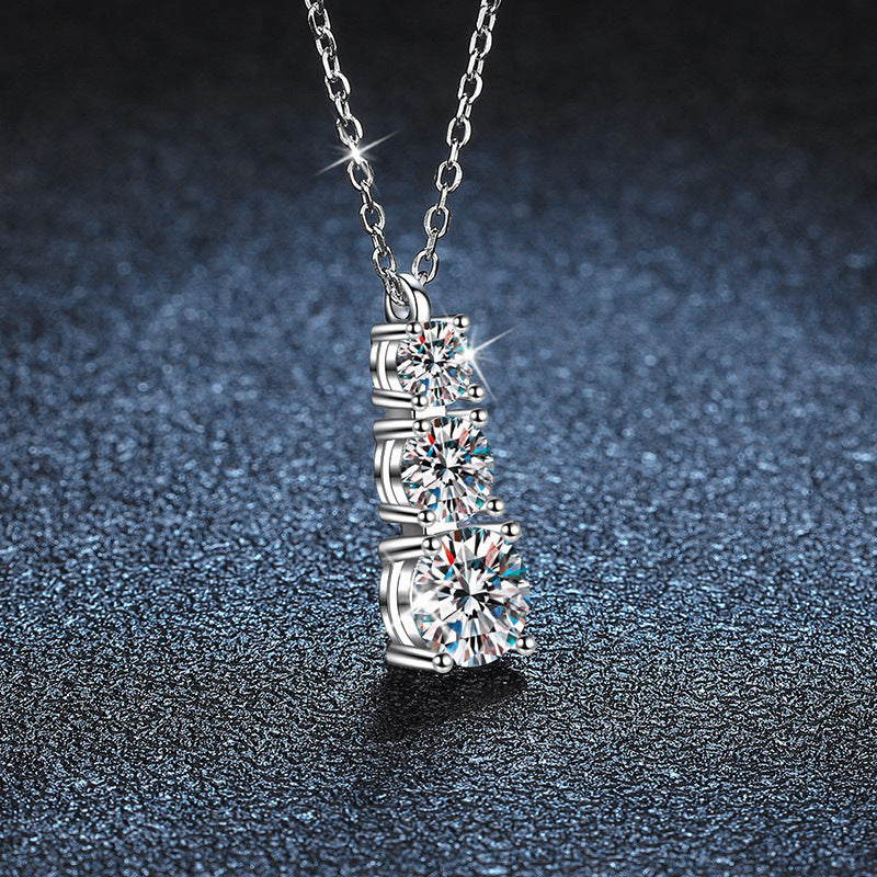 925 Sterling Silver Pendant Accessories Three Lives Three Worlds Necklace Women's Versatile High-End Moissanite D Color