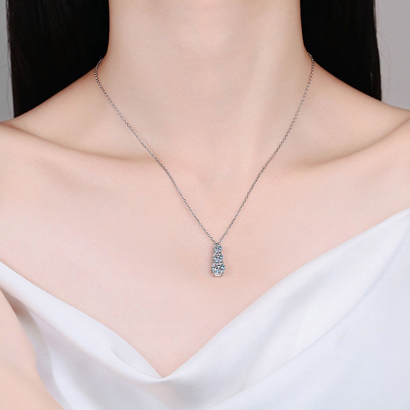 925 Sterling Silver Pendant Accessories Three Lives Three Worlds Necklace Women's Versatile High-End Moissanite D Color