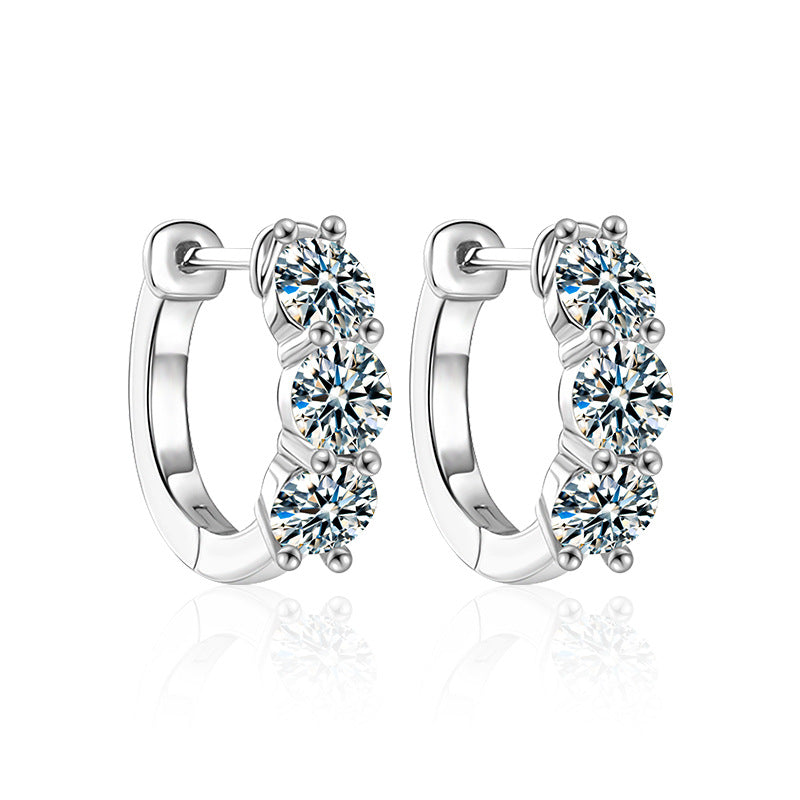 Fashionable Earrings with S925 Silver and Moissanite, Versatile Stud Earrings, Ins Fashion Accessories, Autumn and Winter Collection