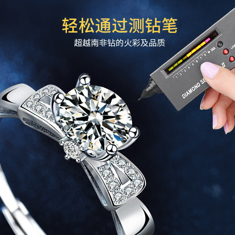 "With You, Deer" Couple Rings Wholesale 925 Sterling Silver Moissanite Simulated Diamond Christmas Jewelry Open Bracelet