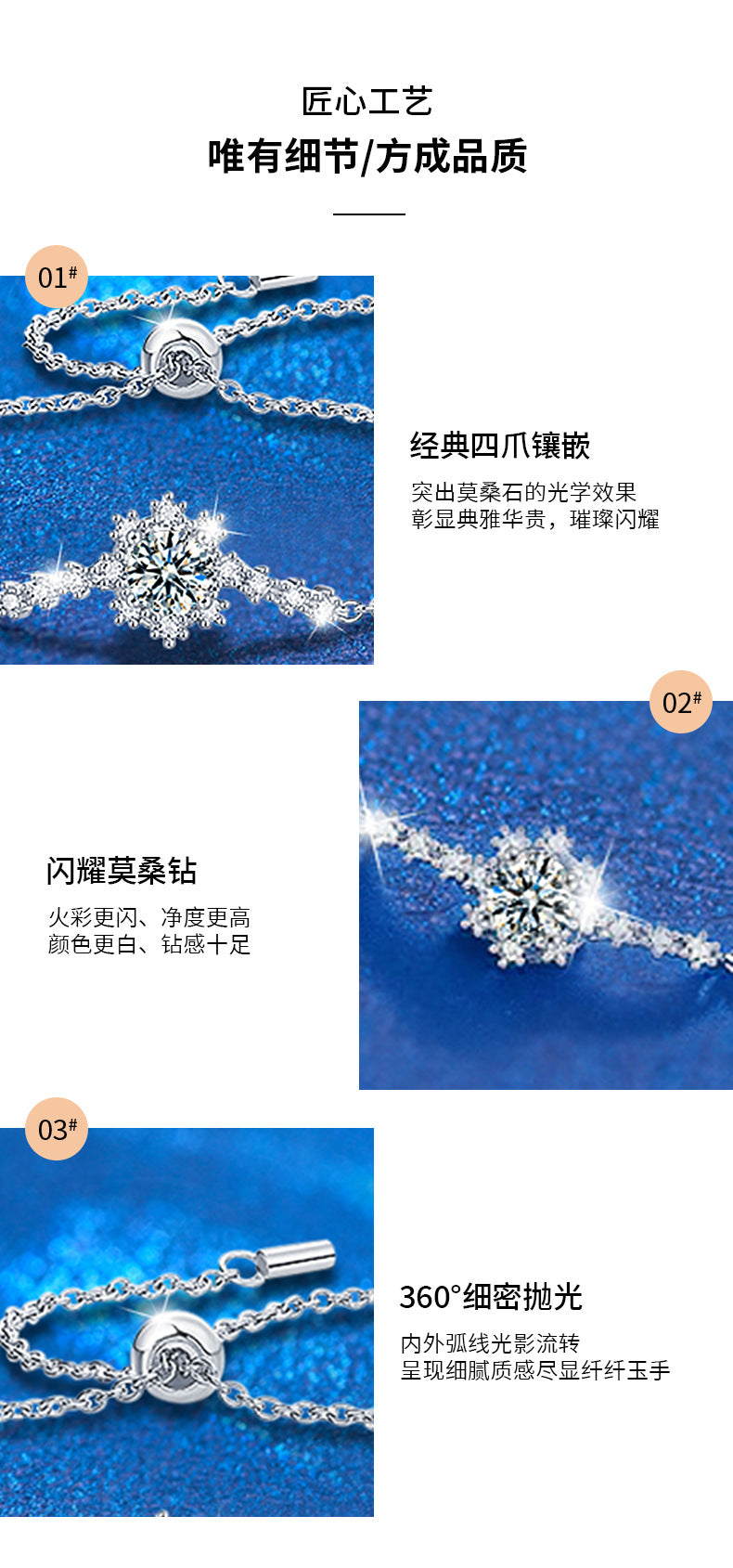 跨境饰品925纯银手链女生高级感ins闺蜜款莫桑石手链