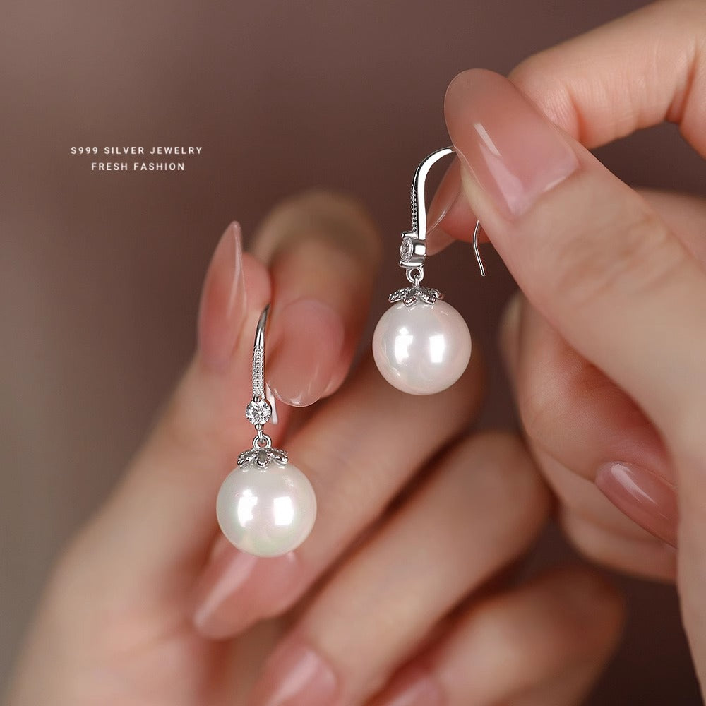 Pearl Earring 925 Sterling Silver Moissanite Drop Earrings High-end Tassel Long Earrings
