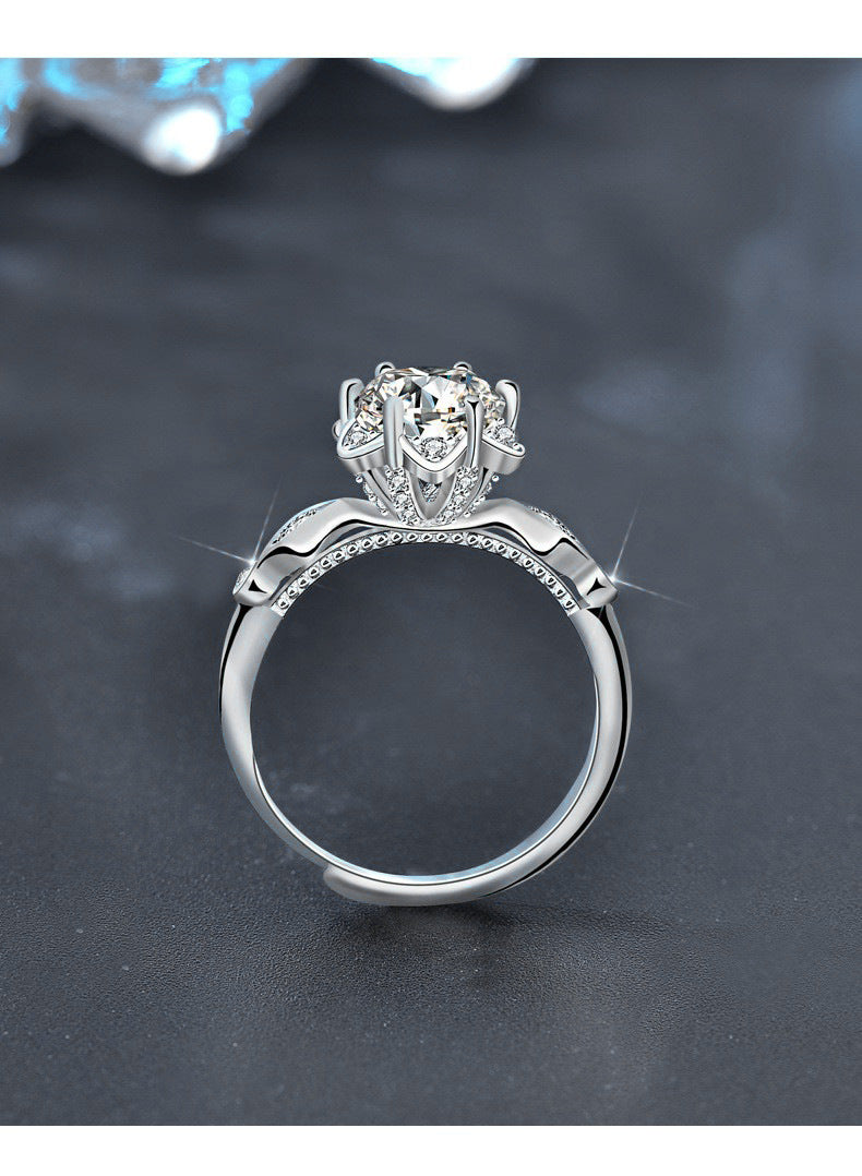 Original 925 Sterling Silver Ring for Women, Minimalist Moissanite Hand Jewelry, Unique Hexagram Fashion Engagement Ring