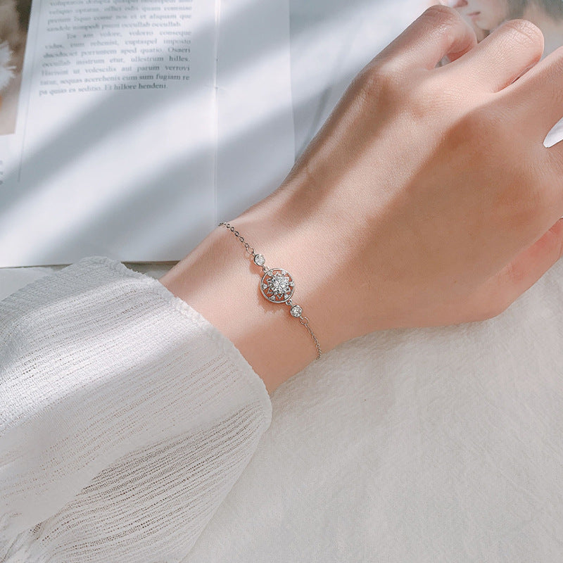 Original Jewelry 925 Sterling Silver Pave Dreamcatcher Bracelet Fashion Round Moissanite Jewelry Student Bestie Gift
