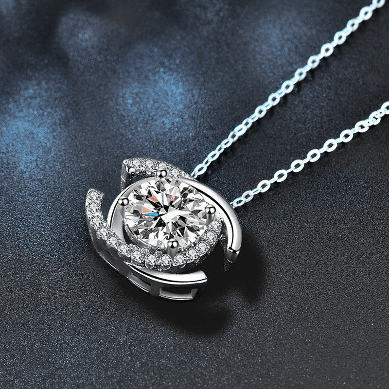 Moissanite Necklace 925 Sterling Silver Double C Letter Pendant Women's Clavicle Necklace Valentine's Day Gift Jewelry