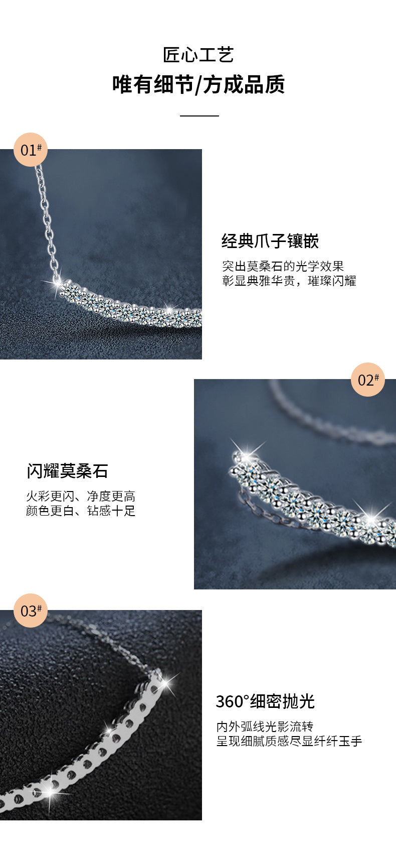 925 Sterling Silver Smile Necklace T Smile Face Necklace High Version Moissanite Pendant Clavicle Chain Jewelry Cross-border Hot Sale