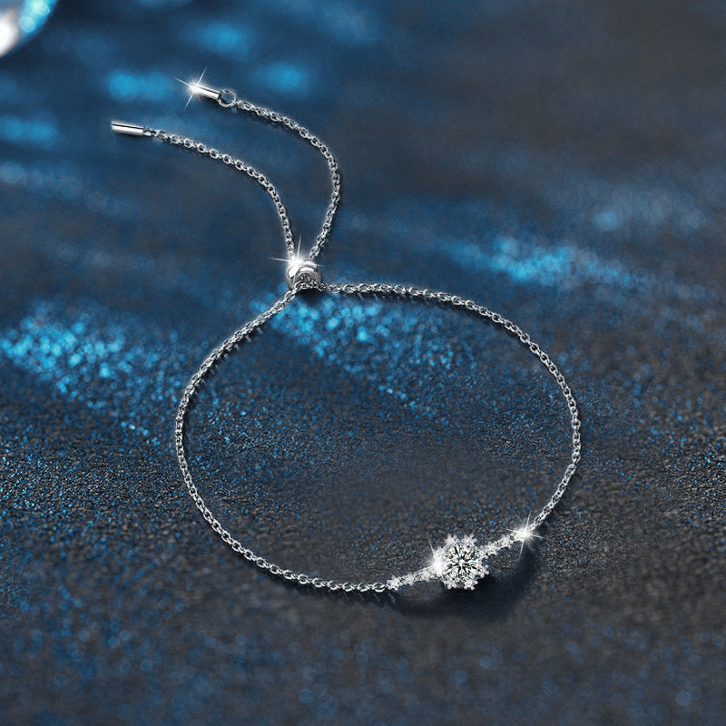 Cross-border jewelry 925 pure silver bracelet for girls, elegant style, ins best friend style moissanite bracelet