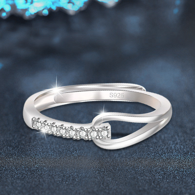 Mossianite 925 Silver Hollow Ring, Color-Lasting, Unique Design, Cold Style, Open Ring, Cross-border Jewelry