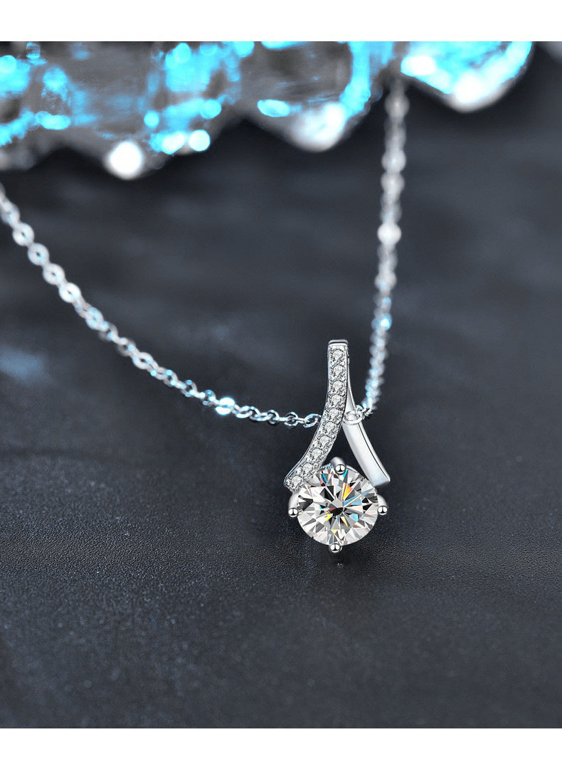 925 Sterling Silver Y-Shape Necklace Wholesale for Women 1 Carat Diamond Collar Accessory Moissanite Pendant Jewelry Gift