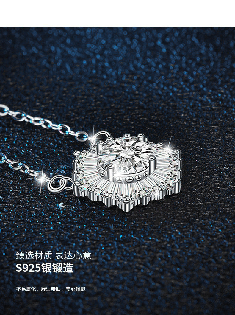 925 Sterling Silver Ice Flower Necklace for Women, Ins Style, High-end D-Color Moissanite Choker Jewelry