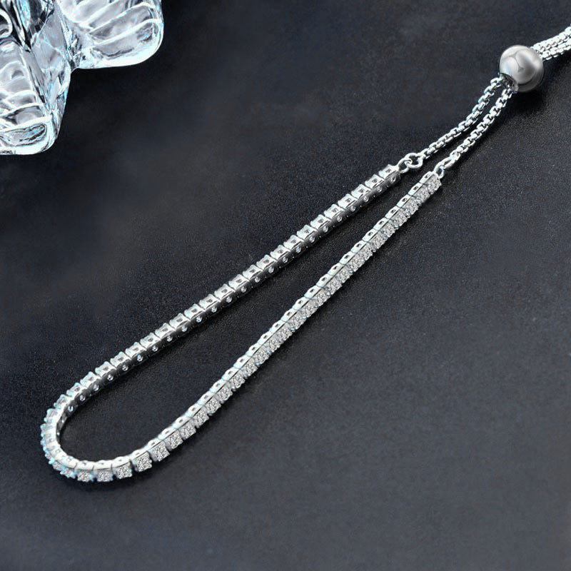 Moissanite jewelry, women's accessories, pure silver luxury jewelry, straight line diamond bracelet