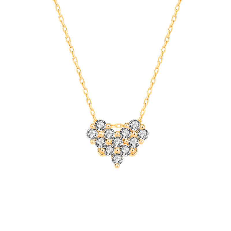 925 Sterling Silver Heart Necklace for Women, Sweet and Cool Style, Spliced Zircon Inlay, One Necklace with Two Ways to Wear, Four-Leaf Clover Necklace, Clavicle Chain