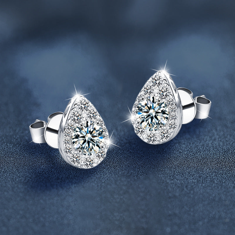 Dropping Earrings 925 Pure Silver High-end Simple Stylish Moissanite Earrings 50 Points D Color Silver Earrings