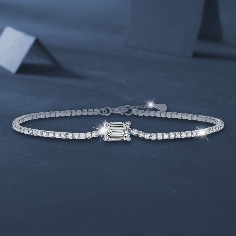 S925 Sterling Silver Moissanite Aurora Bracelet Women's Niche High-End Minimalist Cross-Border Hot-Selling Jewelry Manufacturer Wholesale