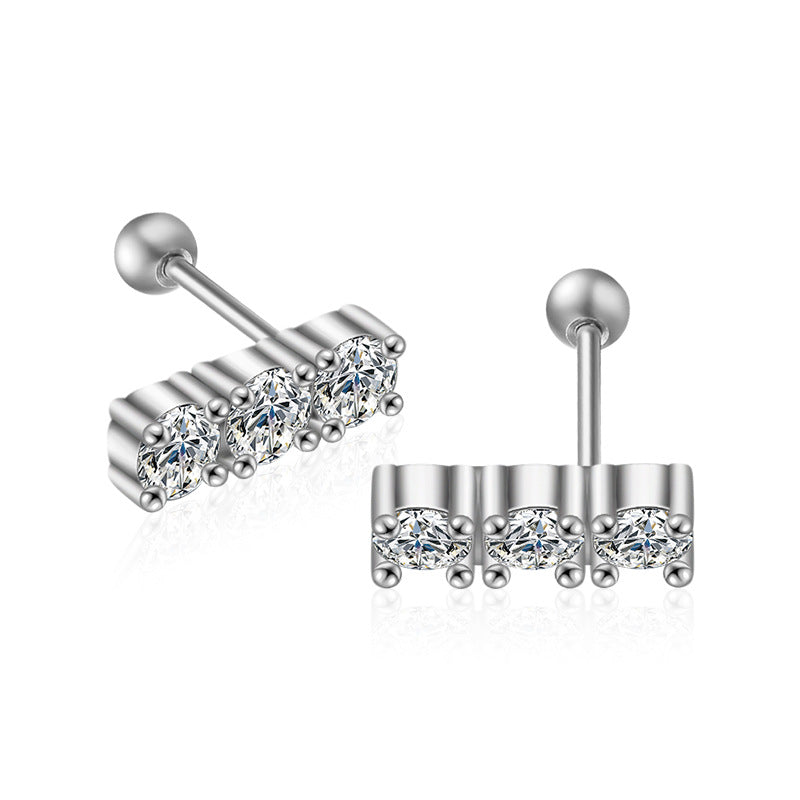 925 Sterling Silver Stud Earrings, Sparkling, Sophisticated, Colorfast Earrings, Moissanite Silver Needle Earrings, Cross-border Sales