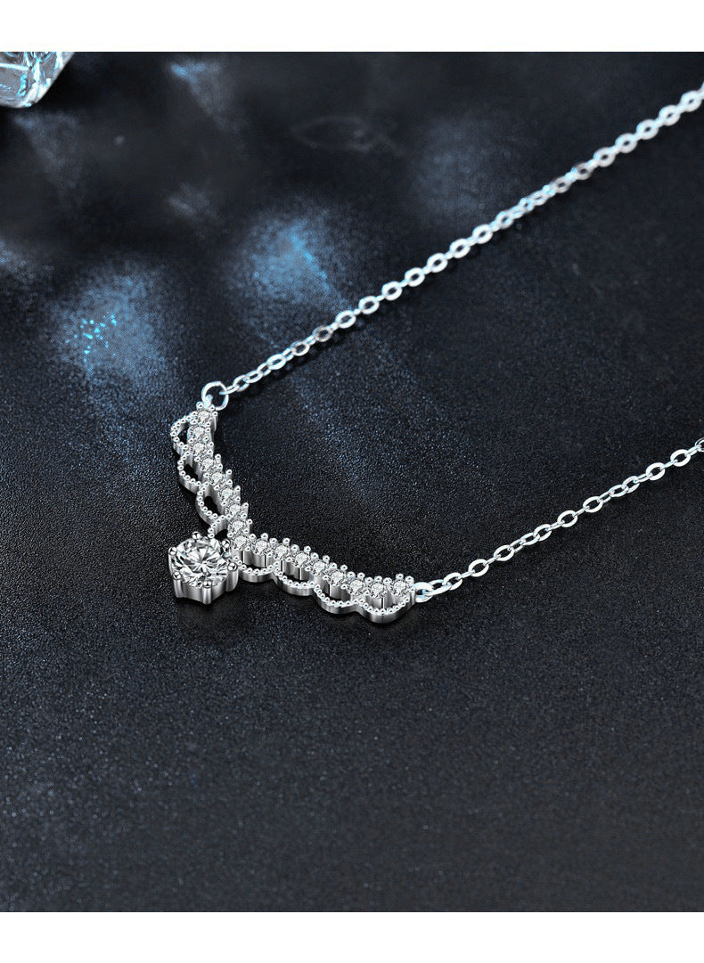 A deer with you necklace, ins unique design, 925 pure silver, moissanite, forest style deer antler pendant set chain, Christmas decoration