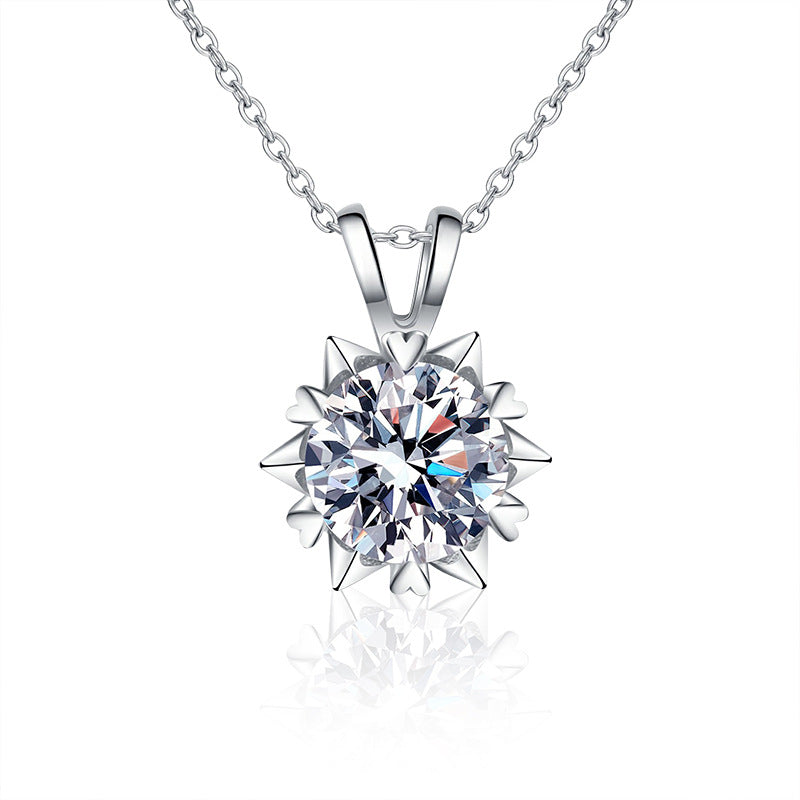 925 Sterling Silver Heart-shaped Hexagram Necklace, Women's Lightweight Luxury Unique Moissanite Snowflake Pendant Accessories, Gift for Girlfriend