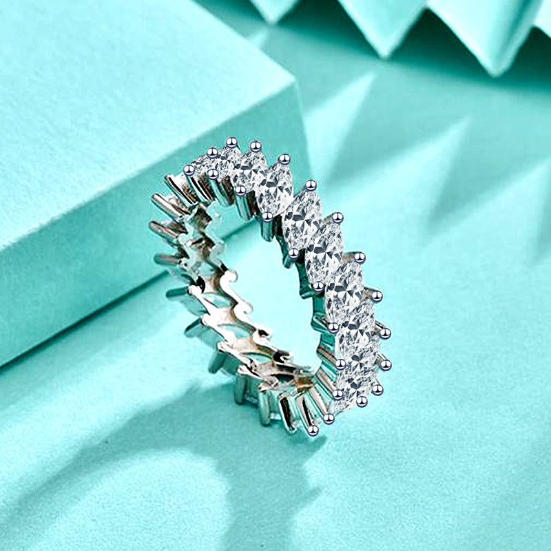 Oval Zircon Ring, 925 Pure Silver Ring, Women's Closed Ring, European and American Style Personalized Jewelry
