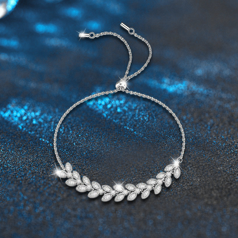 925 Silver Jewelry Wheat Chain Luxury Trendy Moissanite Adjustable Jewelry Bestseller
