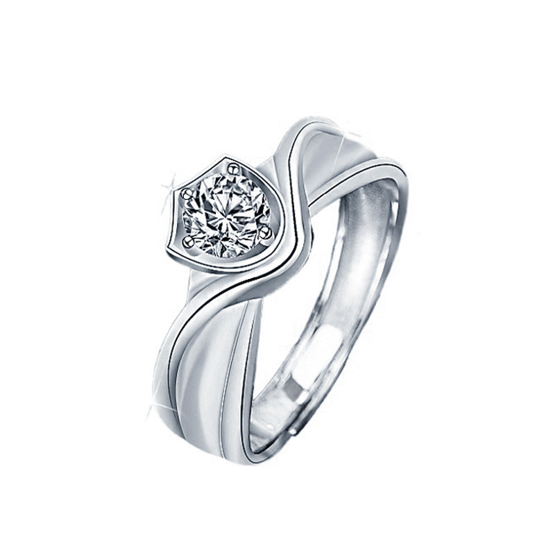 Original Princess and Knight Couple Rings Moissanite S925 Sterling Silver Rings Open Wedding Rings Jewelry Engraving