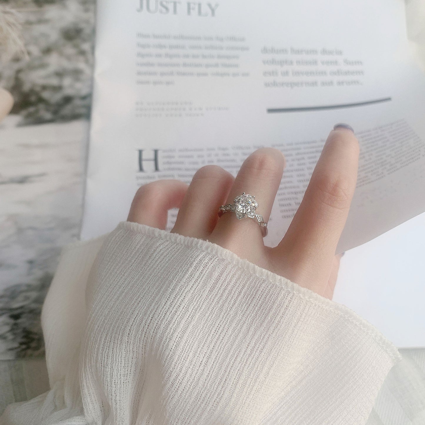 Original 925 Sterling Silver Ring for Women, Minimalist Moissanite Hand Jewelry, Unique Hexagram Fashion Engagement Ring