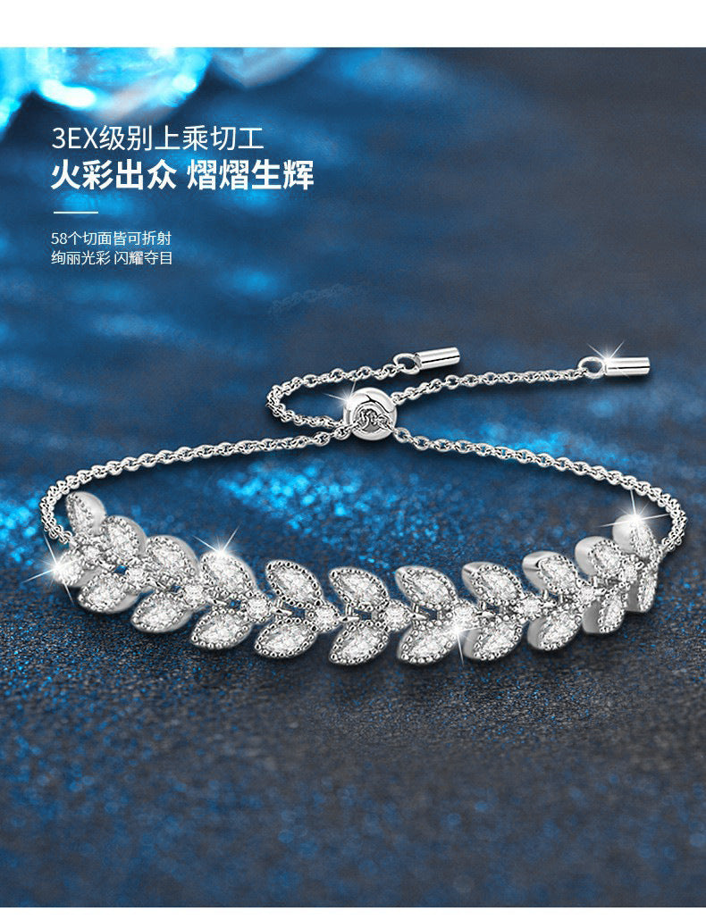 925 Silver Jewelry Wheat Chain Luxury Trendy Moissanite Adjustable Jewelry Bestseller