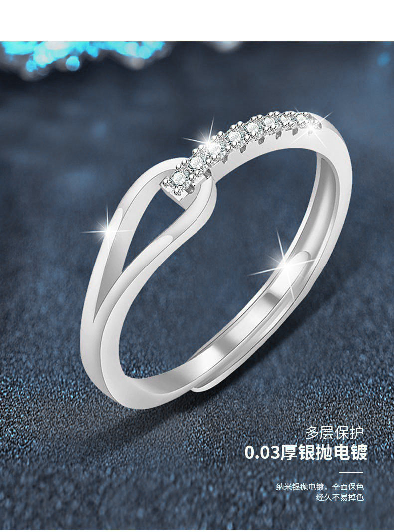Mossianite 925 Silver Hollow Ring, Color-Lasting, Unique Design, Cold Style, Open Ring, Cross-border Jewelry