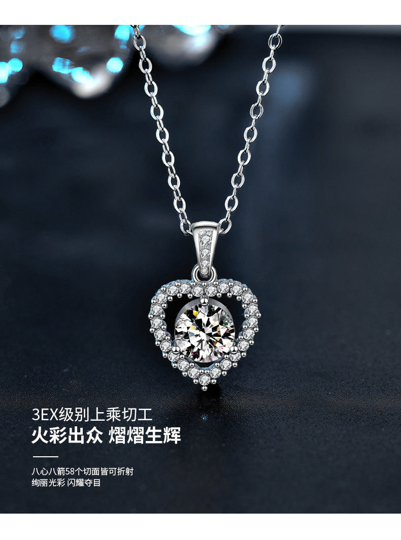 925 Silver Heart Necklace, Versatile and Unique Design, Moissanite Collar Pendant, Ins Gift for Girlfriend, Bridal Jewelry