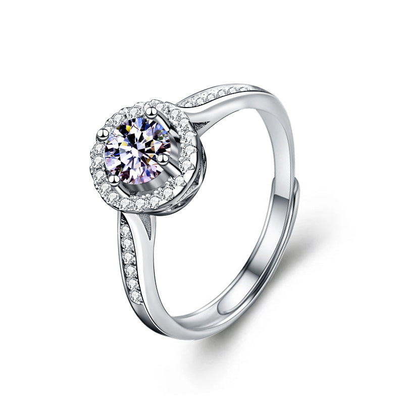 Cross-border S925 pure silver moissanite ring jewelry, women's exclusive high-end minimalist luxury style sugar cube jewelry ring gift