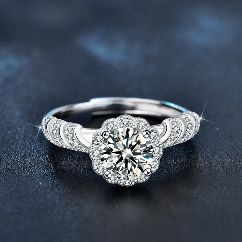 Original 925 Sterling Silver Ring, Moissanite Mermaid Princess Open Ring, Unique Couple Ring, 1 Carat Unique Jewelry