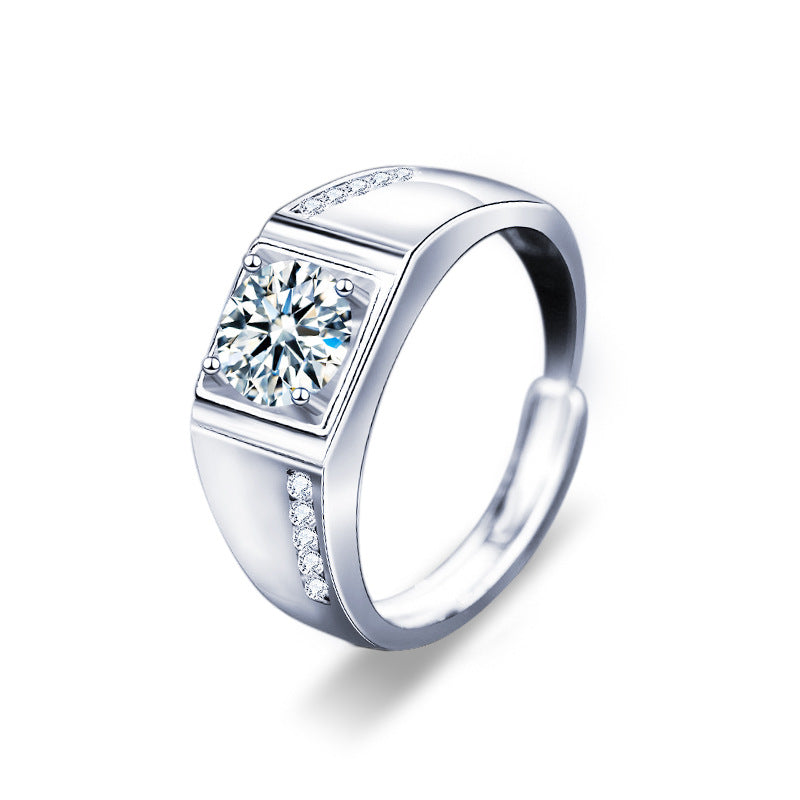 925 Silver Ring Couple Rings High-End Adjustable Diamond Ring Moissanite Jewelry