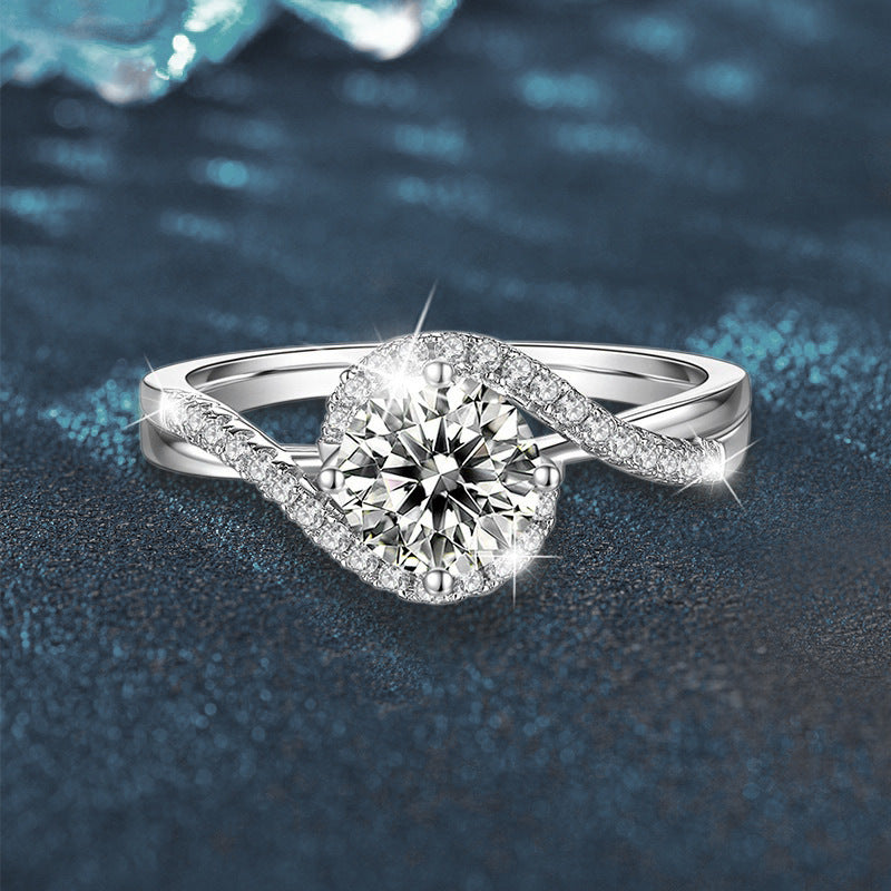 925 Silver Ring Moissanite European and American Style Decorative Ring Women's Trendy Product Cross-border Hot Sale Jewelry