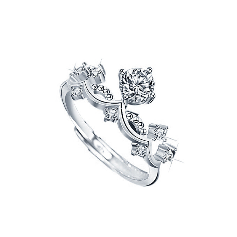 Original Princess and Knight Couple Rings Moissanite S925 Sterling Silver Rings Open Wedding Rings Jewelry Engraving