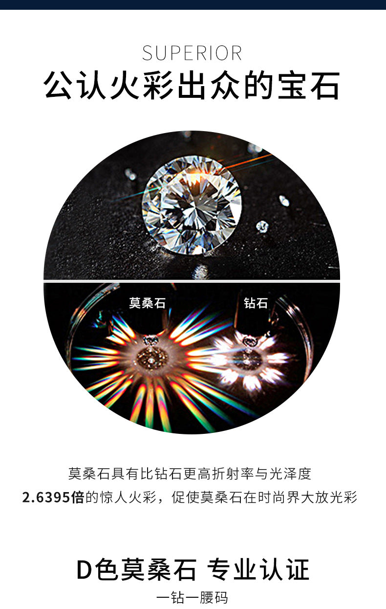 925 Silver Knit Chain Necklace for Women, High-end Long Simple Moissanite Pendant, Autumn Winter Collar Chain