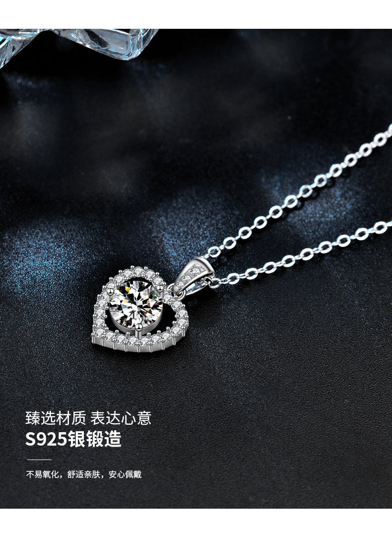 925 Silver Heart Necklace, Versatile and Unique Design, Moissanite Collar Pendant, Ins Gift for Girlfriend, Bridal Jewelry