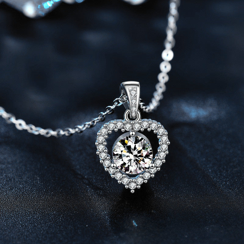 925 Silver Heart Necklace, Versatile and Unique Design, Moissanite Collar Pendant, Ins Gift for Girlfriend, Bridal Jewelry