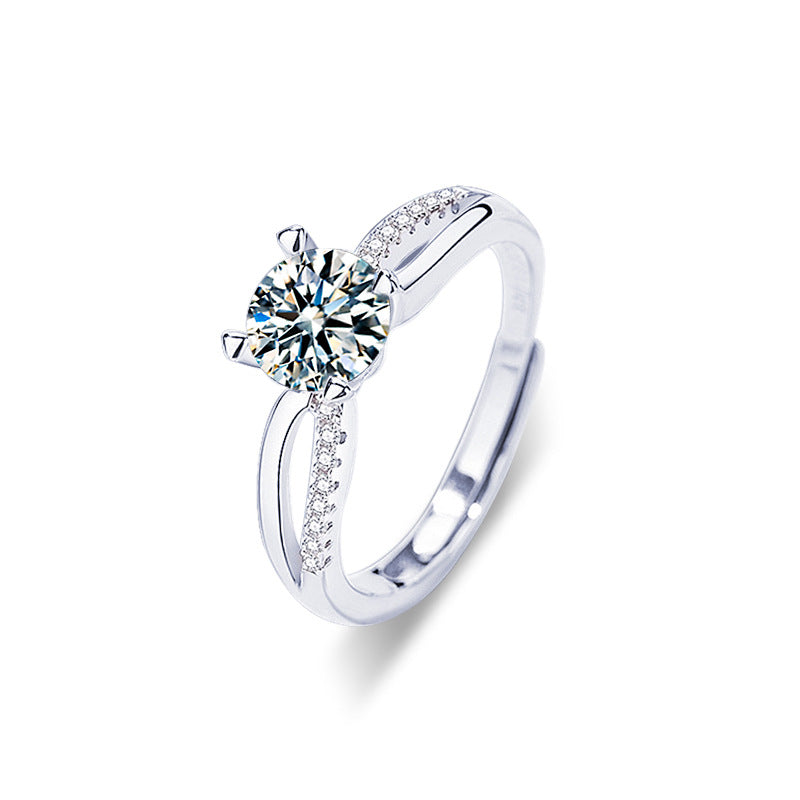 925 Silver Ring Couple Rings High-End Adjustable Diamond Ring Moissanite Jewelry