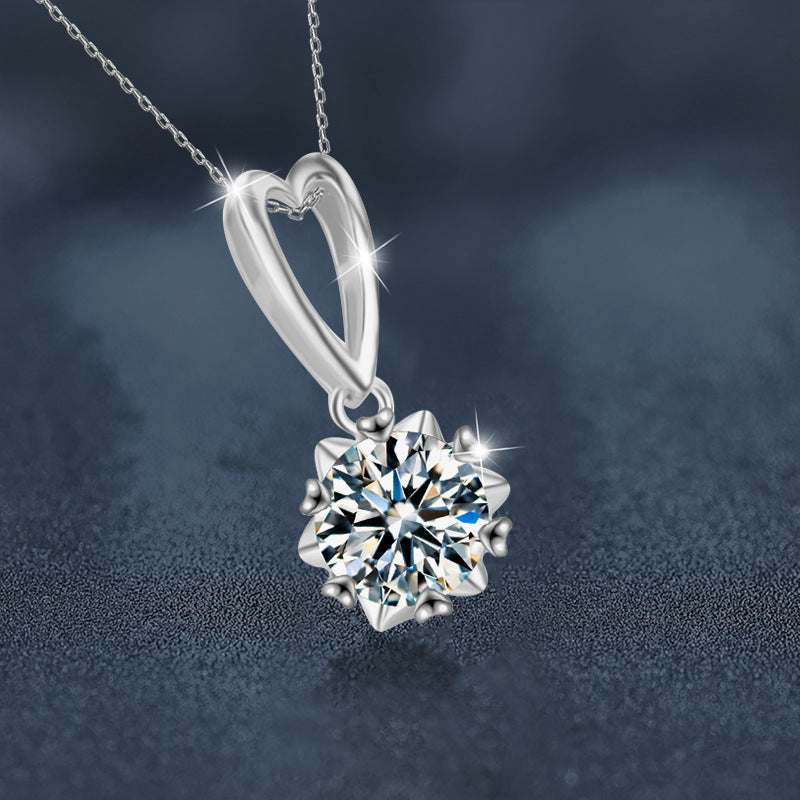 925 Silver Heart Moissanite Necklace, Colorfast, Women's Autumn Winter Luxury High-end Collar Chain, Ins Unique