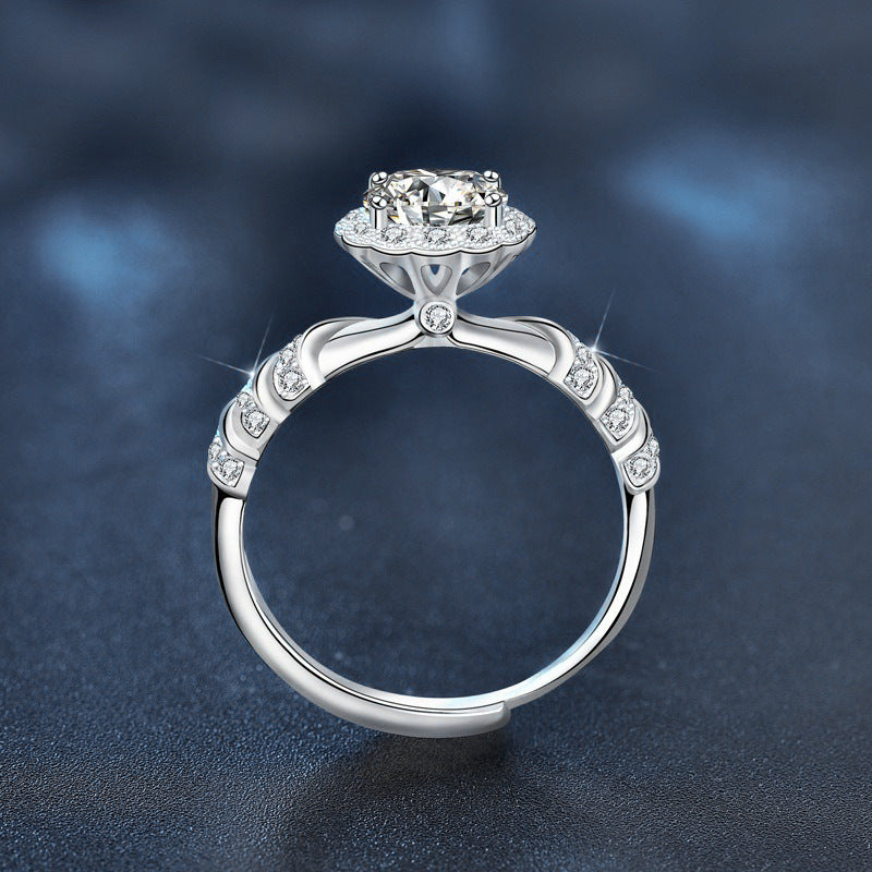 Original 925 Sterling Silver Ring, Moissanite Mermaid Princess Open Ring, Unique Couple Ring, 1 Carat Unique Jewelry