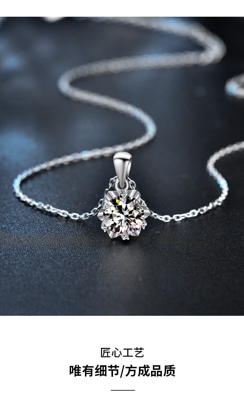 925 Silver Six-pointed Star Snowflake Necklace, Women's European and American Moissanite Collar Pendant Accessories, Fashion Jewelry
