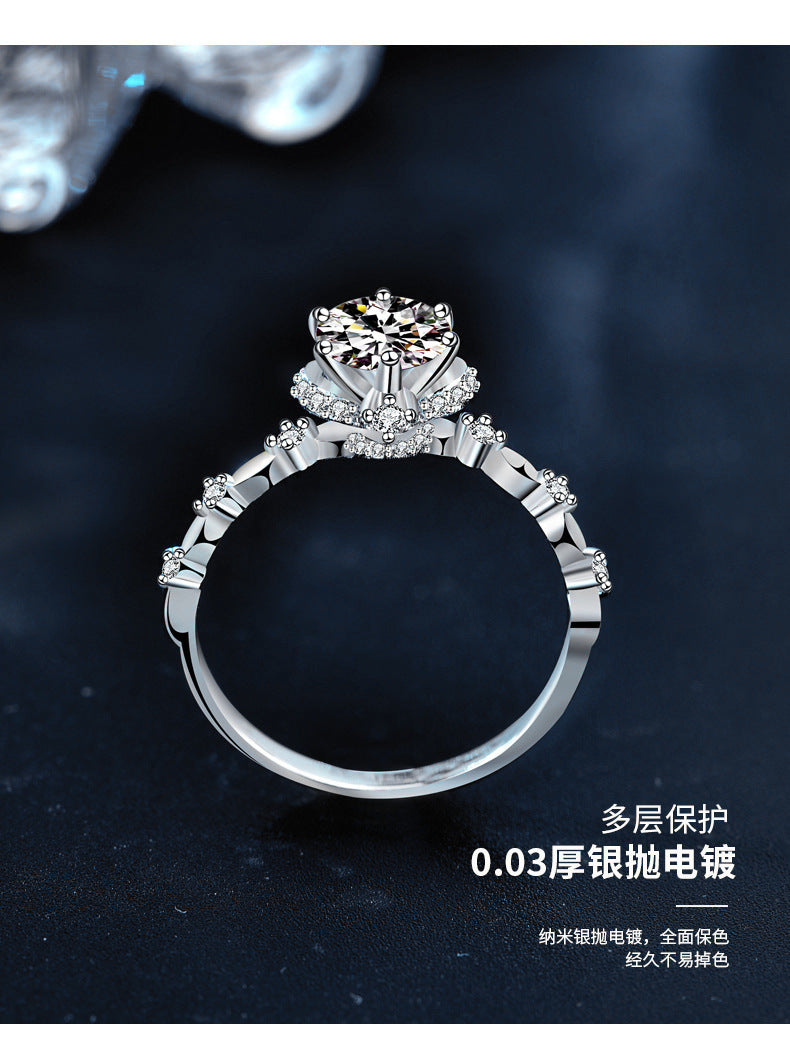 Bridal Bouquet Ring for Women 1 Carat 925 Sterling Silver Setting Moissanite Ring Holder Floral Minimalist Jewelry