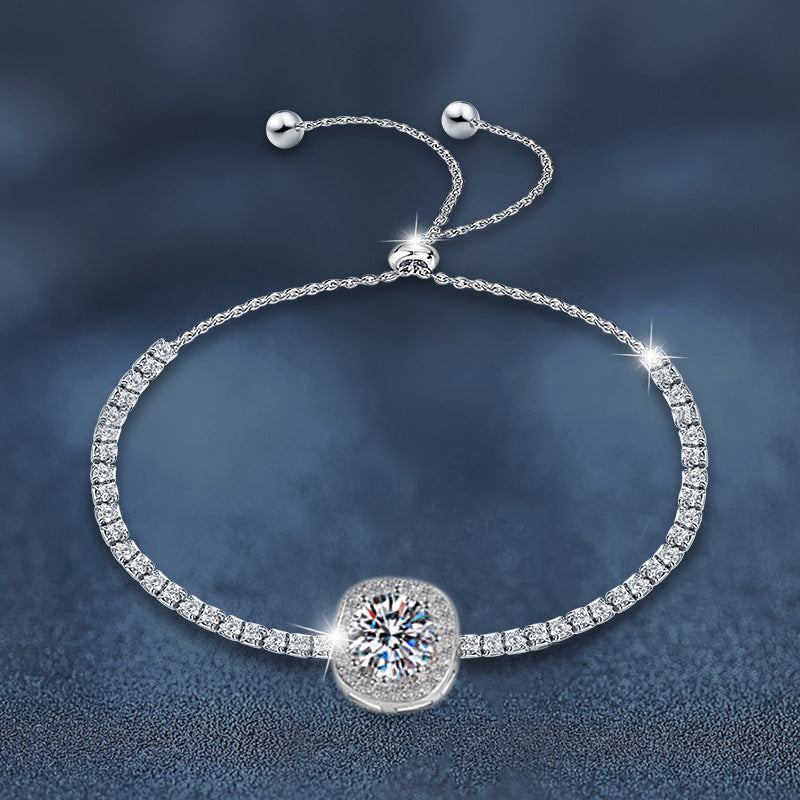 925 sterling silver bracelet for women light luxury niche starry sky square bag moissanite bracelet