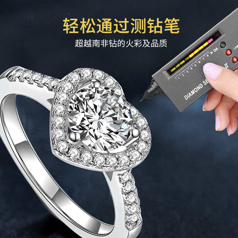 1 Carat Moissanite Ring 925 Sterling Silver Heart Diamond Ring Women's Heart Ring Jewelry with Certificate Proposal Wedding Gift