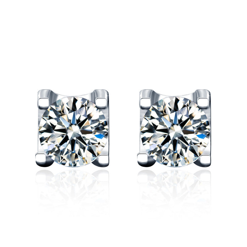 2024 New Stud Earrings 925 Sterling Silver Korean Style Women's Earrings Simple Moissanite Diamond Bull Head Earrings Retro Temperament Jewelry