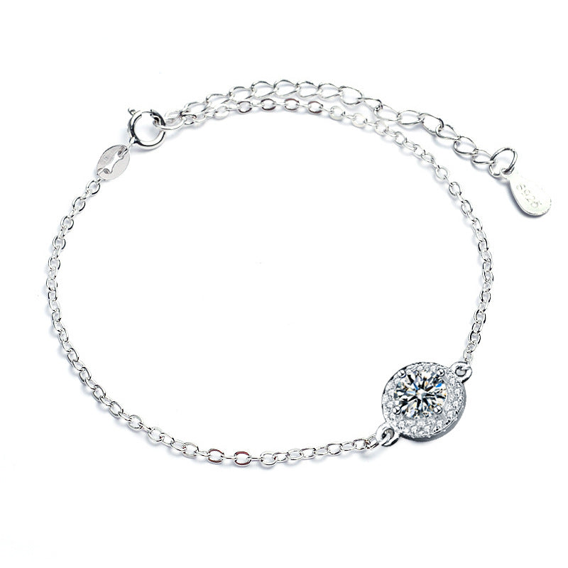Moissanite 925 sterling silver summer small fresh round bracelet girls niche bracelet best friend gift
