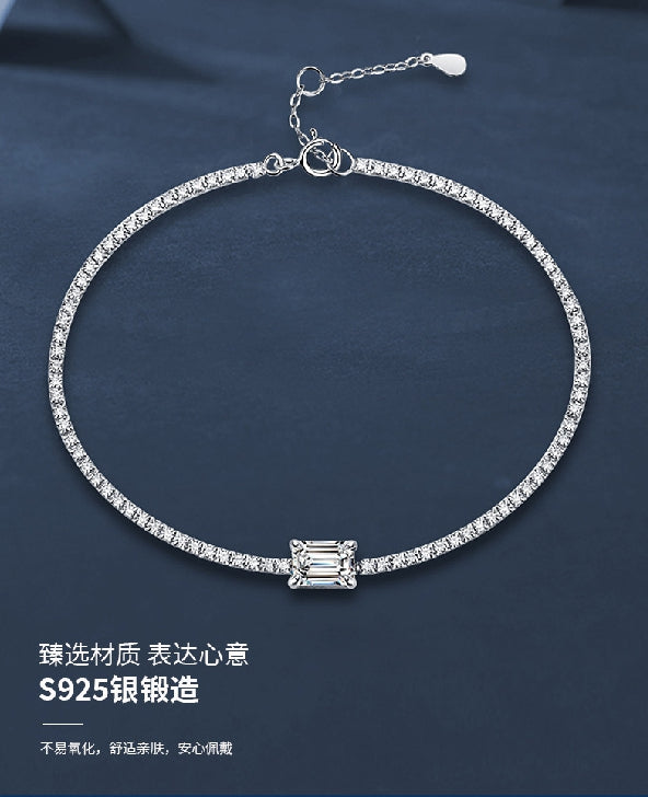 S925 Sterling Silver Moissanite Aurora Bracelet Women's Niche High-End Minimalist Cross-Border Hot-Selling Jewelry Manufacturer Wholesale