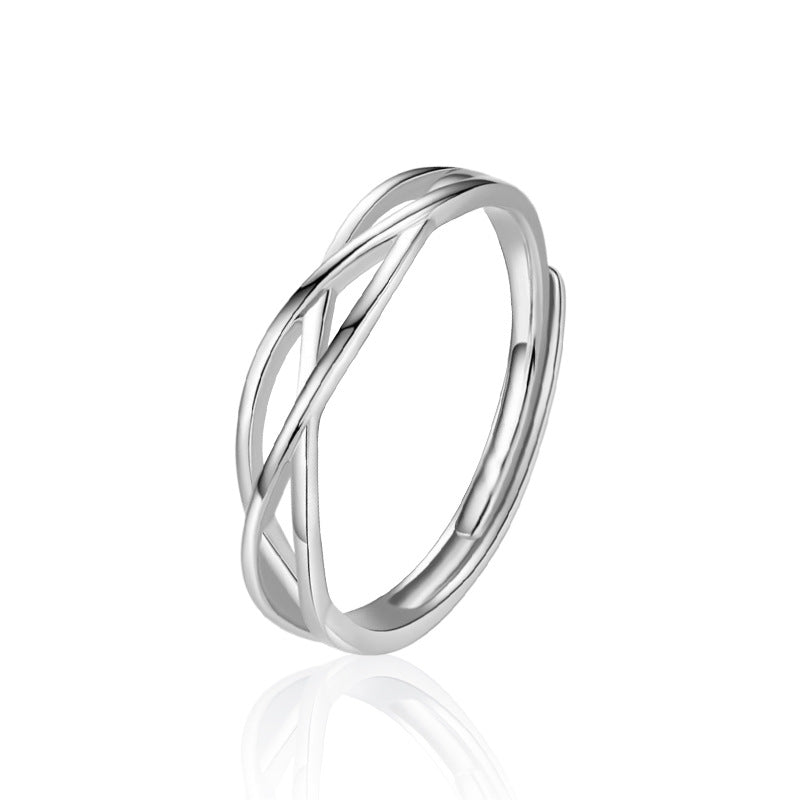 Entwined Love Black Hair Couple Rings 925 Sterling Silver Pair Rings Korean Style Simple Open Moissanite Wedding Engagement Gift Jewelry