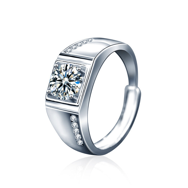 925 Silver Moissanite Ring Set Korean Fashion Couple Rings Gemstone Jewelry